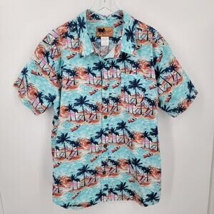 InGear Hawaiian Shirt Mens XXL 2XL Tropic Beach Palm Tree Short Sleeve Button Up